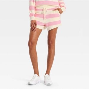 Women's Striped Sweater Shorts - JoyLab Light Pink/Cream Stripe XXS